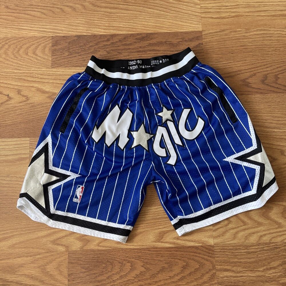 Just Don 1992-93 Orlando Magic Mens Basketball Pinstripes Shorts Blue MEDIUM VTG